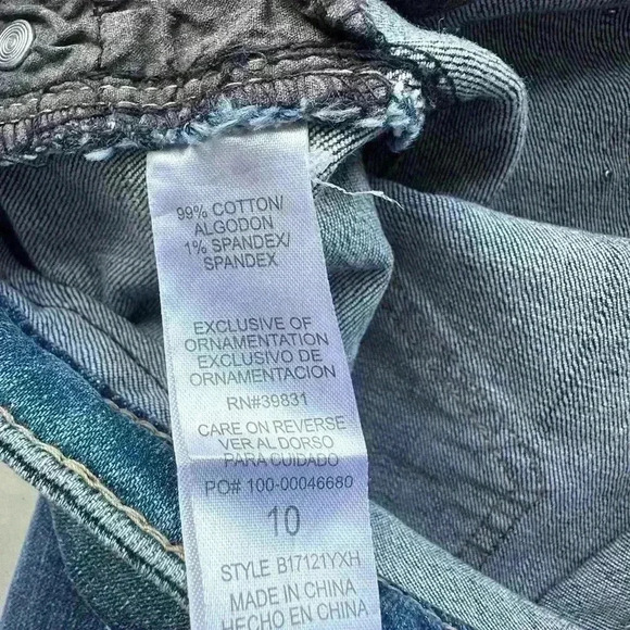 Democracy Flex-ellent Raw Hem Cropped Jeans Medium Wash Pearl Accents Women’s 10 - Picture 10 of 10